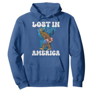 Funny 4th Of July Bigfoot Lost In America Hoodie Patriotic Sasquatch Rocket Footprint Fireworks TS11 Royal Blue Print Your Wear
