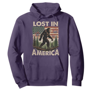 Funny 4th Of July Bigfoot Lost In America Hoodie Patriotic Sasquatch US Flag Fireworks TS11 Purple Print Your Wear