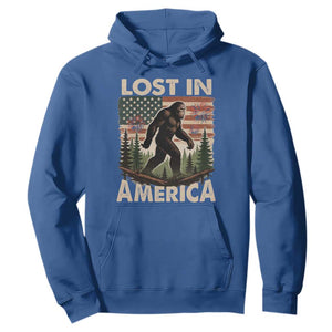 Funny 4th Of July Bigfoot Lost In America Hoodie Patriotic Sasquatch US Flag Fireworks TS11 Royal Blue Print Your Wear