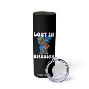 Funny 4th Of July Bigfoot Lost In America Skinny Tumbler Patriotic Sasquatch Rocket Footprint Fireworks TS11 Print Your Wear