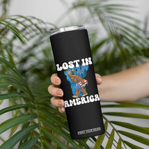 Funny 4th Of July Bigfoot Lost In America Skinny Tumbler Patriotic Sasquatch Rocket Footprint Fireworks TS11 Print Your Wear
