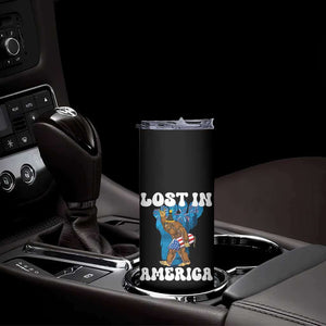 Funny 4th Of July Bigfoot Lost In America Skinny Tumbler Patriotic Sasquatch Rocket Footprint Fireworks TS11 Print Your Wear