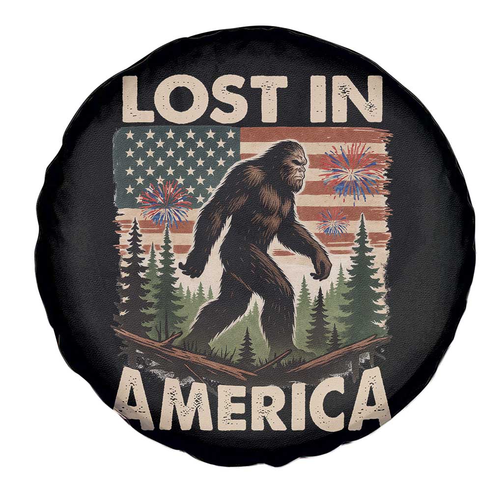 Funny 4th Of July Bigfoot Lost In America Spare Tire Cover Patriotic Sasquatch US Flag Fireworks TS11 Print Your Wear