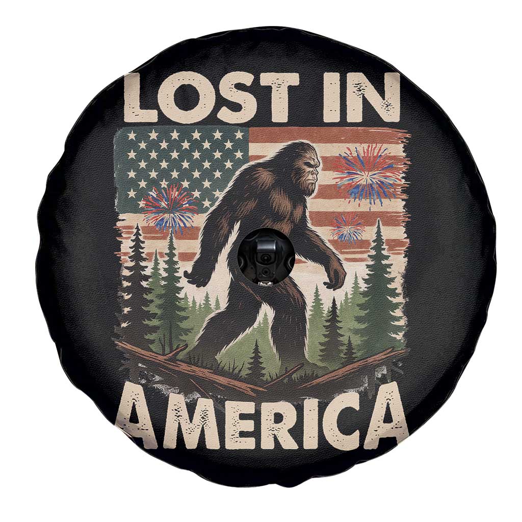 Funny 4th Of July Bigfoot Lost In America Spare Tire Cover Patriotic Sasquatch US Flag Fireworks TS11 Print Your Wear