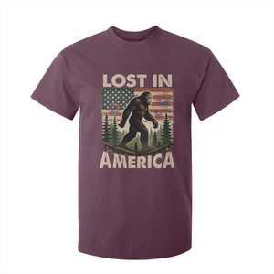 Funny 4th Of July Bigfoot Lost In America T Shirt For Kid Patriotic Sasquatch US Flag Fireworks TS11 Maroon Print Your Wear
