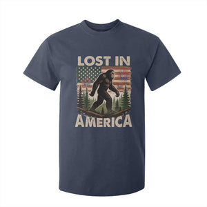 Funny 4th Of July Bigfoot Lost In America T Shirt For Kid Patriotic Sasquatch US Flag Fireworks TS11 Navy Print Your Wear
