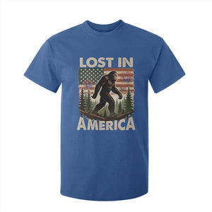 Funny 4th Of July Bigfoot Lost In America T Shirt For Kid Patriotic Sasquatch US Flag Fireworks TS11 Royal Blue Print Your Wear