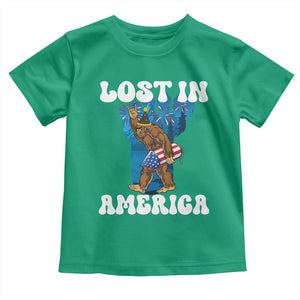 Funny 4th Of July Bigfoot Lost In America Toddler T Shirt Patriotic Sasquatch Rocket Footprint Fireworks TS11 Irish Green Print Your Wear