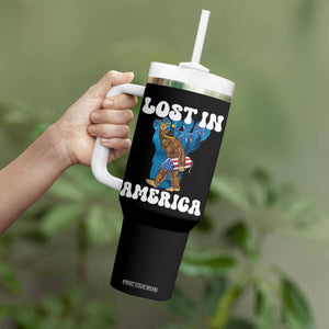 Funny 4th Of July Bigfoot Lost In America Tumbler With Handle Patriotic Sasquatch Rocket Footprint Fireworks TS11 Print Your Wear