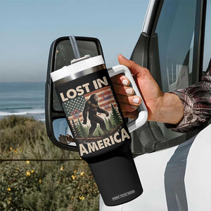 Funny 4th Of July Bigfoot Lost In America Tumbler With Handle Patriotic Sasquatch US Flag Fireworks TS11 Print Your Wear