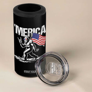 Funny 4th Of July Bigfoot Merica 4 in 1 Can Cooler Tumbler Patriotic Sasquatch American US Flag TS11 Print Your Wear