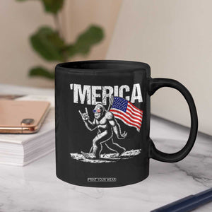 Funny 4th Of July Bigfoot Merica Coffee Mug Patriotic Sasquatch American US Flag TS11 Print Your Wear