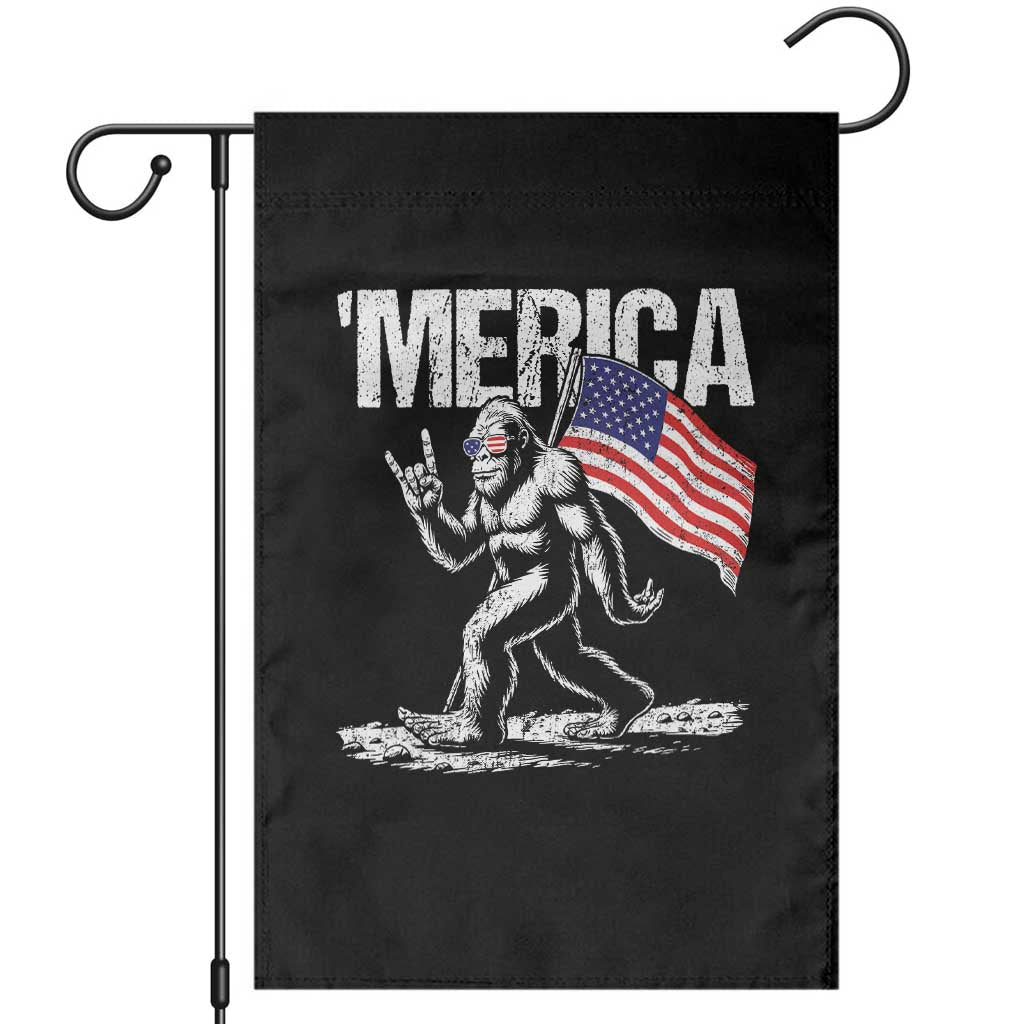 Funny 4th Of July Bigfoot Merica Garden Flag Patriotic Sasquatch American US Flag TS11 Black Print Your Wear