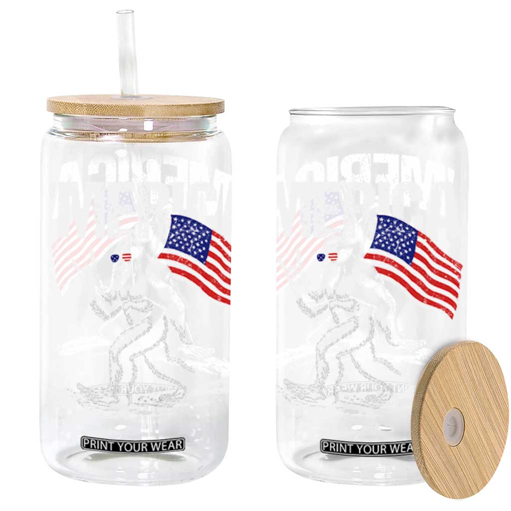 Funny 4th Of July Bigfoot Merica Glass Can Patriotic Sasquatch American US Flag TS11 Black Print Your Wear