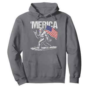 Funny 4th Of July Bigfoot Merica Hoodie Patriotic Sasquatch American US Flag TS11 Charcoal Print Your Wear