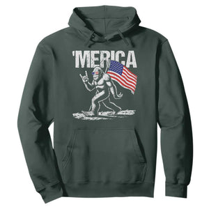 Funny 4th Of July Bigfoot Merica Hoodie Patriotic Sasquatch American US Flag TS11 Dark Forest Green Print Your Wear
