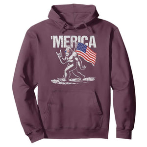 Funny 4th Of July Bigfoot Merica Hoodie Patriotic Sasquatch American US Flag TS11 Maroon Print Your Wear