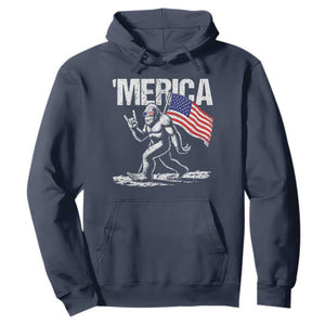 Funny 4th Of July Bigfoot Merica Hoodie Patriotic Sasquatch American US Flag TS11 Navy Print Your Wear