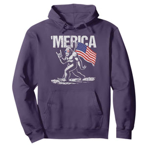 Funny 4th Of July Bigfoot Merica Hoodie Patriotic Sasquatch American US Flag TS11 Purple Print Your Wear