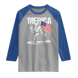 Funny 4th Of July Bigfoot Merica Raglan Shirt Patriotic Sasquatch American US Flag TS11 Sport Gray Royal Print Your Wear