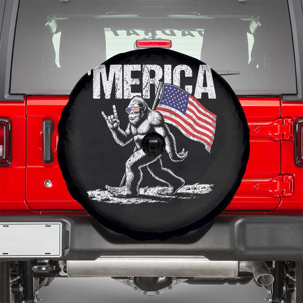Funny 4th Of July Bigfoot Merica Spare Tire Cover Patriotic Sasquatch American US Flag TS11 Black Print Your Wear
