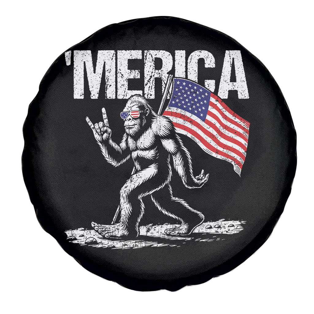 Funny 4th Of July Bigfoot Merica Spare Tire Cover Patriotic Sasquatch American US Flag TS11 Print Your Wear