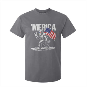Funny 4th Of July Bigfoot Merica T Shirt For Kid Patriotic Sasquatch American US Flag TS11 Charcoal Print Your Wear