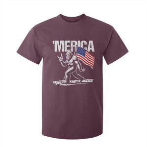 Funny 4th Of July Bigfoot Merica T Shirt For Kid Patriotic Sasquatch American US Flag TS11 Maroon Print Your Wear