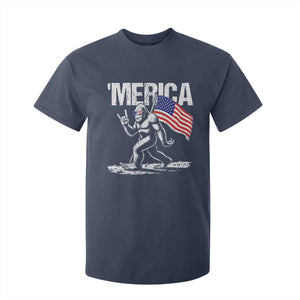Funny 4th Of July Bigfoot Merica T Shirt For Kid Patriotic Sasquatch American US Flag TS11 Navy Print Your Wear