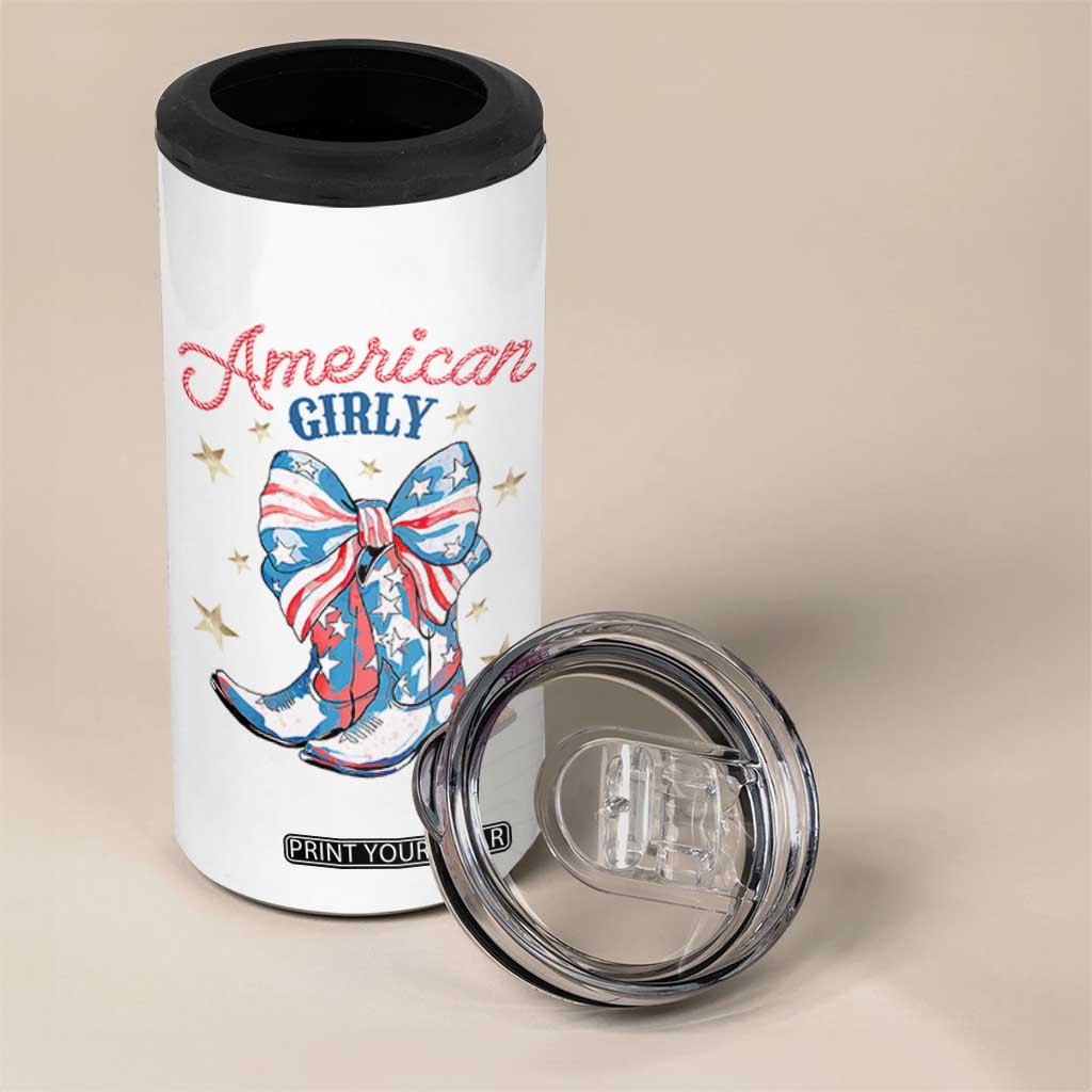Funny 4th Of July Country Cowgirl 4 in 1 Can Cooler Tumbler American Girly Western Cowboy Boots TS11 Print Your Wear
