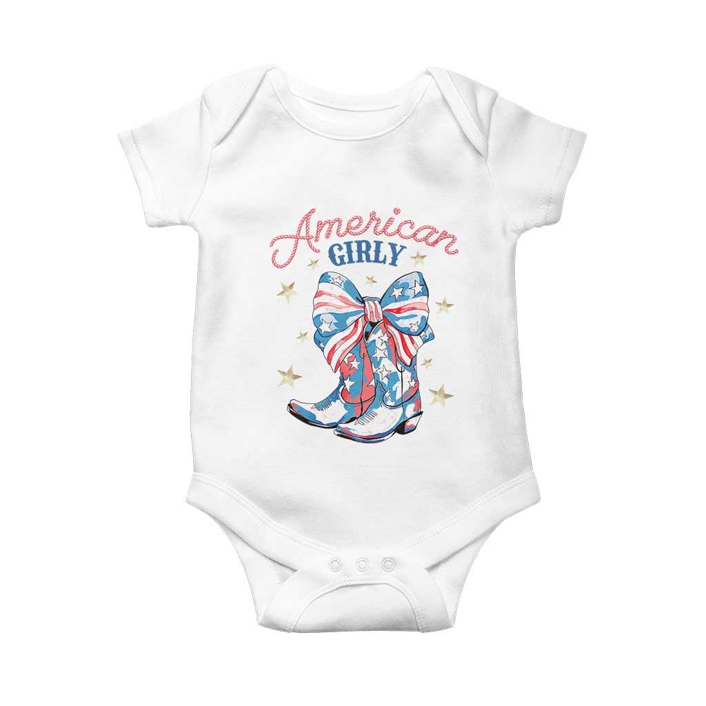 Funny 4th Of July Country Cowgirl Baby Onesie American Girly Western Cowboy Boots TS11 White Print Your Wear