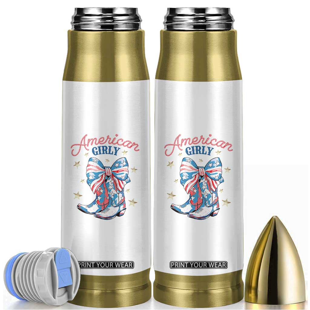 Funny 4th Of July Country Cowgirl Bullet Tumbler American Girly Western Cowboy Boots TS11 White Print Your Wear