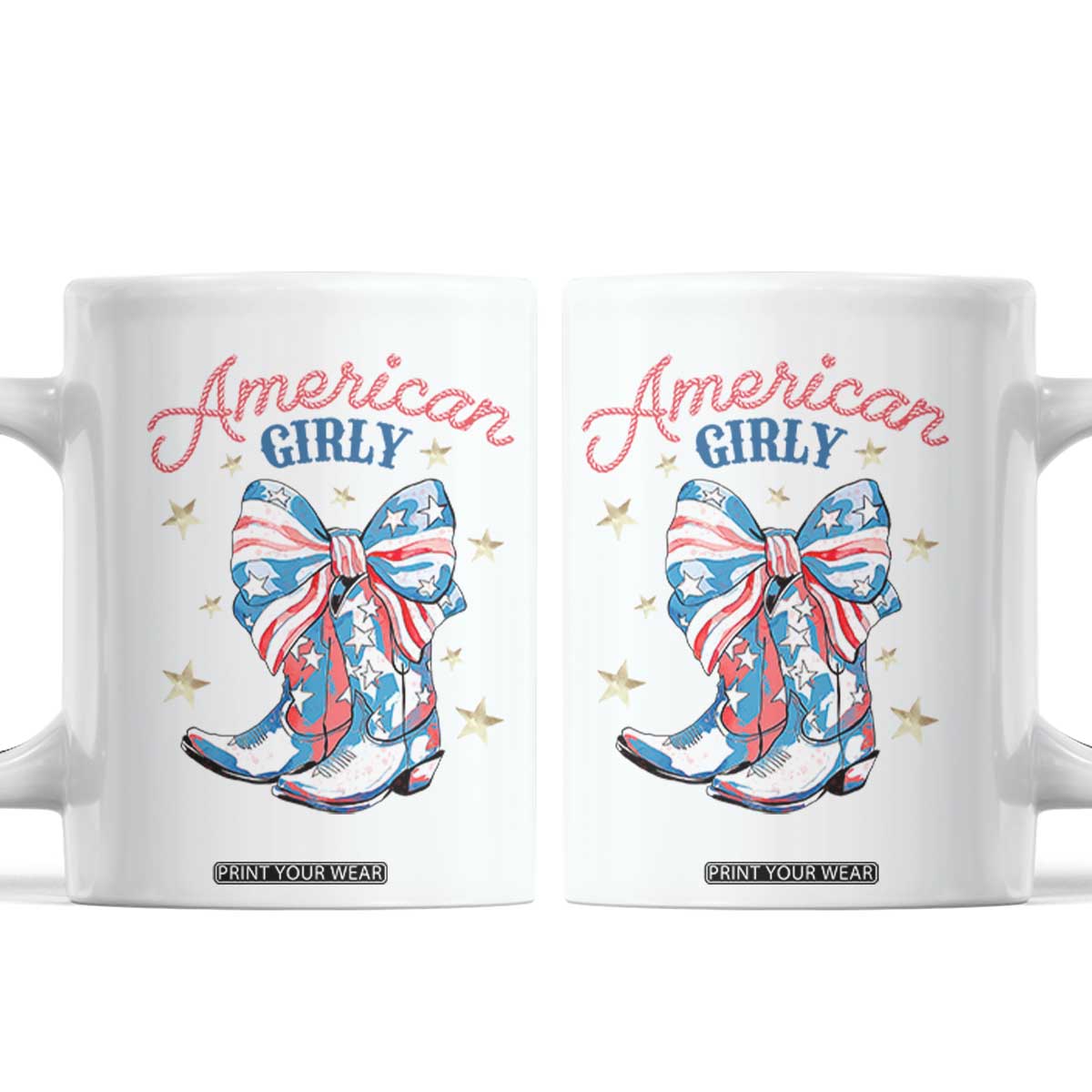 Funny 4th Of July Country Cowgirl Coffee Mug American Girly Western Cowboy Boots TS11 White Print Your Wear