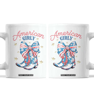 Funny 4th Of July Country Cowgirl Coffee Mug American Girly Western Cowboy Boots TS11 White Print Your Wear