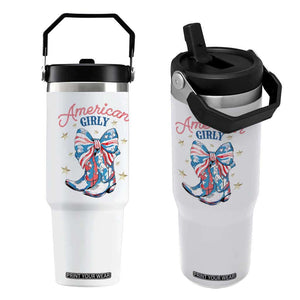 Funny 4th Of July Country Cowgirl Flip Straw Tumbler American Girly Western Cowboy Boots TS11 One Size: 30 oz White Print Your Wear