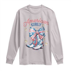 Funny 4th Of July Country Cowgirl Long Sleeve Shirt American Girly Western Cowboy Boots TS11 Ice Gray Print Your Wear