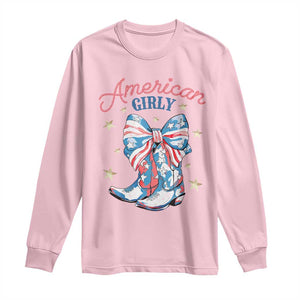 Funny 4th Of July Country Cowgirl Long Sleeve Shirt American Girly Western Cowboy Boots TS11 Light Pink Print Your Wear