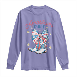 Funny 4th Of July Country Cowgirl Long Sleeve Shirt American Girly Western Cowboy Boots TS11 Violet Print Your Wear