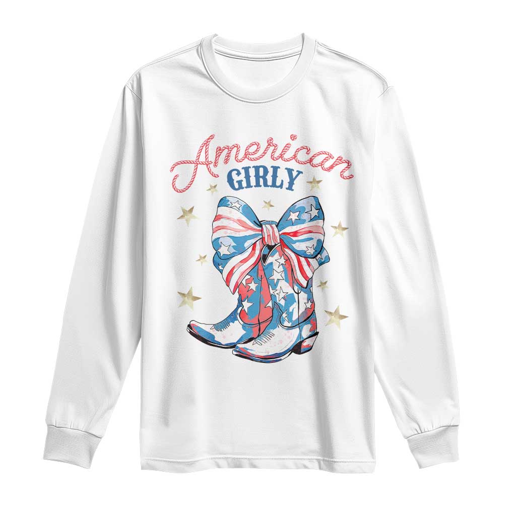 Funny 4th Of July Country Cowgirl Long Sleeve Shirt American Girly Western Cowboy Boots TS11 White Print Your Wear