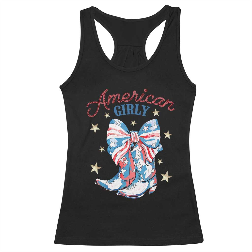 Funny 4th Of July Country Cowgirl Racerback Tank Top American Girly Western Cowboy Boots TS11 Black Print Your Wear