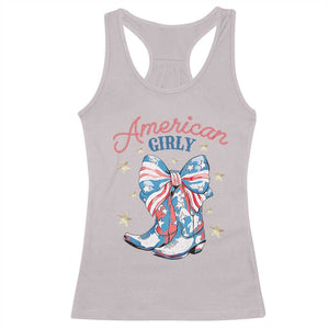Funny 4th Of July Country Cowgirl Racerback Tank Top American Girly Western Cowboy Boots TS11 Ice Gray Print Your Wear