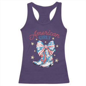 Funny 4th Of July Country Cowgirl Racerback Tank Top American Girly Western Cowboy Boots TS11 Purple Print Your Wear