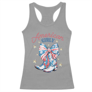 Funny 4th Of July Country Cowgirl Racerback Tank Top American Girly Western Cowboy Boots TS11 Sport Gray Print Your Wear