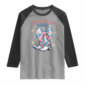 Funny 4th Of July Country Cowgirl Raglan Shirt American Girly Western Cowboy Boots TS11 Sport Gray Black Print Your Wear