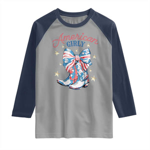 Funny 4th Of July Country Cowgirl Raglan Shirt American Girly Western Cowboy Boots TS11 Sport Gray Navy Print Your Wear