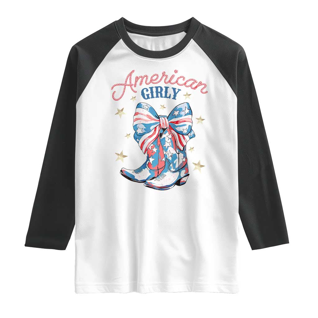Funny 4th Of July Country Cowgirl Raglan Shirt American Girly Western Cowboy Boots TS11 White Black Print Your Wear