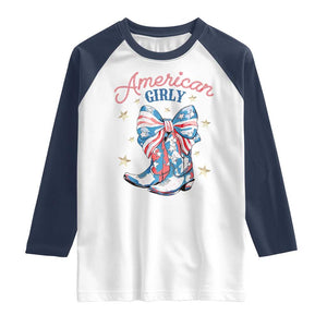 Funny 4th Of July Country Cowgirl Raglan Shirt American Girly Western Cowboy Boots TS11 White Navy Print Your Wear