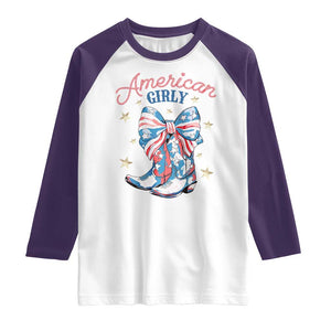 Funny 4th Of July Country Cowgirl Raglan Shirt American Girly Western Cowboy Boots TS11 White Purple Print Your Wear