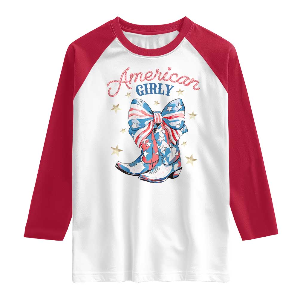 Funny 4th Of July Country Cowgirl Raglan Shirt American Girly Western Cowboy Boots TS11 White Red Print Your Wear