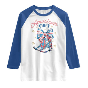 Funny 4th Of July Country Cowgirl Raglan Shirt American Girly Western Cowboy Boots TS11 White Royal Print Your Wear